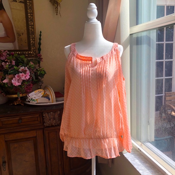 Pink polka-dot blouse| size M | New York & Company - Picture 1 of 6